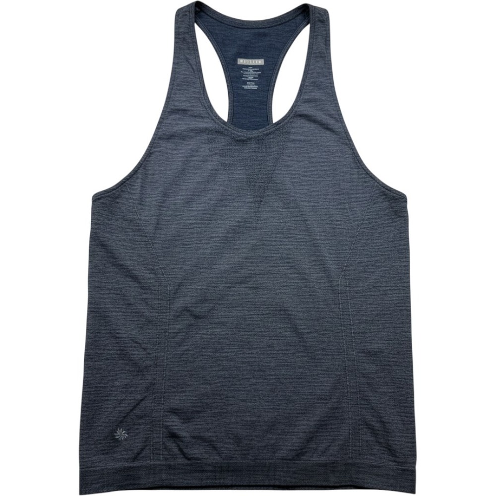 Athleta Momentum Tank Top Blue Heather Space Dye Seamless High Neck Small 77678